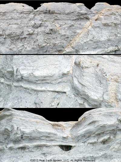 Close-up view of early PhotoReal&trade; Model showing geological faults